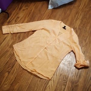 Peach sheer long sleeve button down